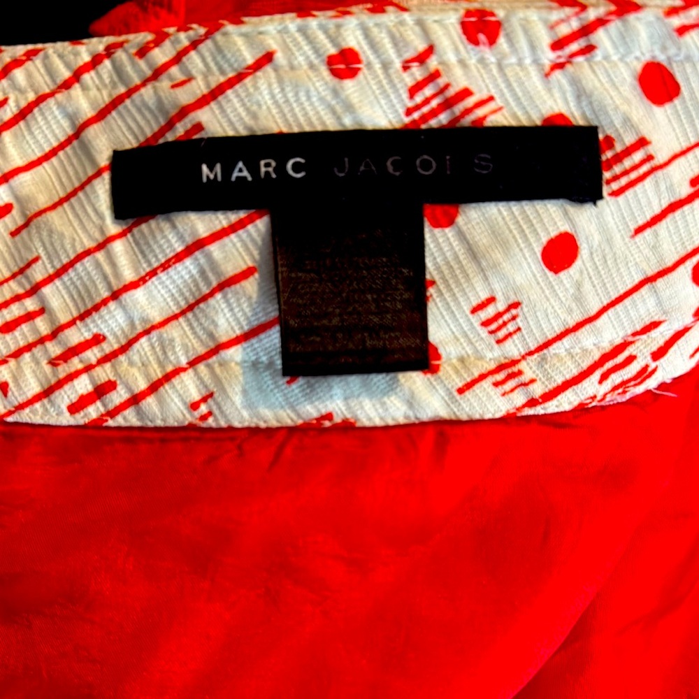 Marc Jacobs Red and White Patterned Garment